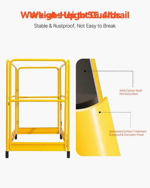 Heavy Duty 6 Foot Scaffolding Safety Guardrail Built Legit Tough With Rustproof Solid Carbon Steel Baker Style Platform Accessory Rock Solid Yellow Rail To Keep Your Crew Locked In On Every Work Site