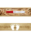 Wooden Pregnancy Keepsake Box For Dad And Hubby With Engraved Feet And Hearts Push Pull Baby Announcement Gift Raffia Ribbon Perfect Pregnancy Reveal Keepsake 8 By 2 By 1.2 Inches, open with test
