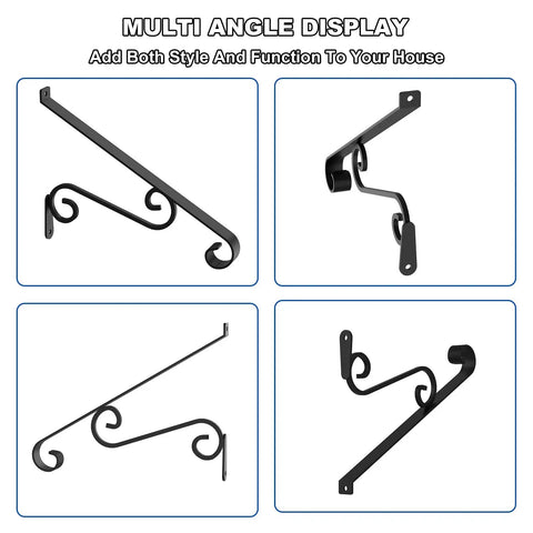 Heavy Duty Wall Mounted Outdoor Stair Handrails Sized Perfect For One To Two Steps Sleek Wrought Art Grab Rail from multiple angles.