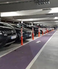 Heavy Duty Flexible Bollard Built Damn Tough For Busy Parking Lots Takes Serious Beating And Springs Back in a crowded parking lot.