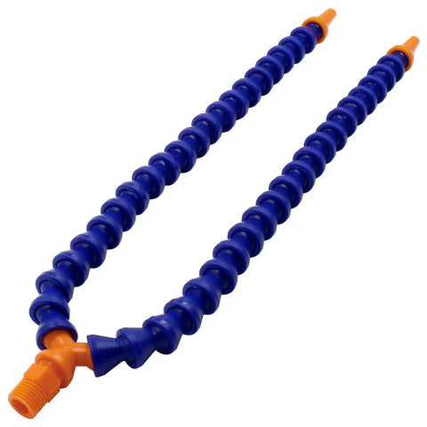 Quarter Inch PT Male Thread Y Shape Coolant Hose With Dual 3Mm Round Nozzles Eleven Point Eight Inch Flexible Plastic Pipe for CNC Machines