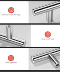 Brushed Nickel Cabinet Pulls 3 Inch Center To Center 5 Inch Overall Length Stainless Steel Cabinet Hardware 15 Pack, close-up view.