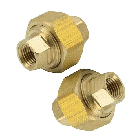 1/4 Inch Female NPT Union Brass Pipe Fitting Straight Connector Pack of 2, 1200 Psi, 1/4 Inch Female To 1/4 Inch Female, CA360 Brass With Dryseal Threads