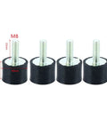 Tough As Nails Rubber Vibration Isolation Mounts Four Pack With M8 Threads, black rubber mounts, 40mm diameter, used for shock absorption.