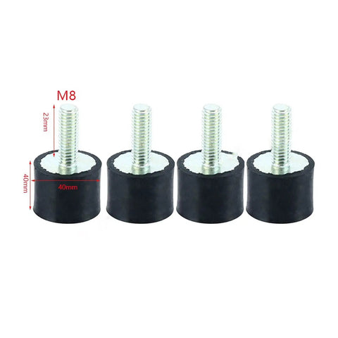 Tough As Nails Rubber Vibration Isolation Mounts Four Pack With M8 Threads, black rubber mounts, 40mm diameter, used for shock absorption.