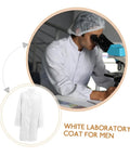 Man wearing Men's White Lab Coat Costume For Doctors And Med Pros Unisex Design In XXL Size, Comfortable Cotton Lab Coat