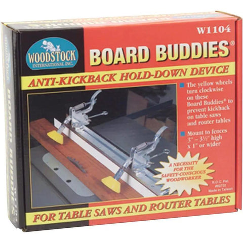 Board Buddies Yellow Pair Pro Grade For Table Saws And Router Tables Keep Even Pressure, Clockwise Wheels Prevent Kickback, Fully Adjustable Fence Mount Safety Accessory For Cleaner, Safer Woodworking