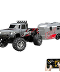Mini 1 To 64 Scale Monster RC Truck With Lights 2 Point 4GHz Remote Adjustable Speed And Steering Portable Alloy Body Realistic Grey