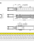 Technical drawing of Wide Fully Enclosed CNC Linear Slide Table With SFU1605 Ball Screw For Precision Motion Control Great For DIY Tools
