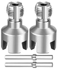 2 Piece Dual Function Pipe Threader Tool Set For PVC And Plastic Tubes Carbon Steel Built Tough With Internal And External Threading Drill Compatible For DIYers Home Repairs, two sizes