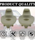 Two Pack Inner Sun Visor Clips Replacement Retainer For Most Cars shown in front of a vehicle with quality icons
