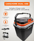 Keep Those Cold Ones Frosty Or Toasty On The Highway In This 26 Quart Electric Car Cooler And Warmer with dual power cables.