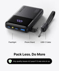 Throw This Compact 10000 Mah Power Bank In Your Pocket For Immediate Relief Packs 45W Usb C Pd Fast Charge For Phones Consoles And Laptops with built-in flashlight and phone stand.