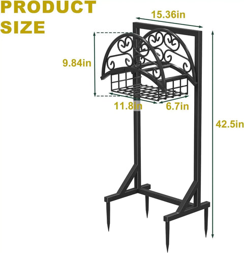 Heavy Duty Garden Hose Holder With Storage Basket For Outdoor Use Detachable And Super Stable Water Hose Holder dimensions