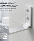 Legit Heavy Duty Folding Wall Hooks 4 Pack Silver Aluminum Alloy Flip Down Coat Rack mounted in a bathroom with water droplets.