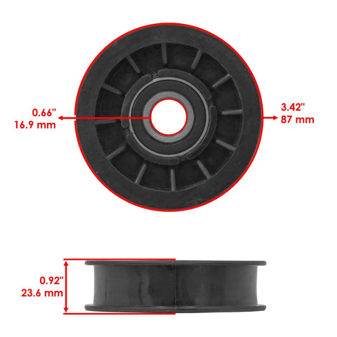 Ultimate Replacement Flat Drive Idler Pulley 3 Inch Fits Cub Cadet MTD XT1 GT50 GT54 Lawn Tractor 25HP with dimensions shown.