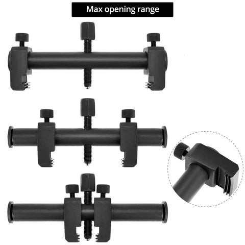 Beefy Universal Ribbed Drive Pulley Crankshaft Remover Tool Puller With Low Profile Arms, max opening range view.