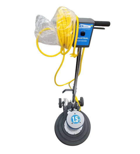 17 Inch Heavy Duty Floor Buffer Machine Complete Cleaning Bundle With Pad Driver And Starter Pads For Commercial And Industrial Floors, High Torque Motor, Ergonomic Handle, Durable Construction For Pro Grade Floor Care, front view with 1.5 hp motor and cord.