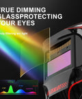 True dimming glass of auto darkening welding helmet with intelligent light pro grade full digital filter true color
