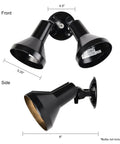 Two Light Outdoor Security Flood Light Built Tough In Cast Aluminum Weatherproof And Wet Rated Adjustable Coverage For Walkways And Entrances Black Finish CULus Listed, front and side view.