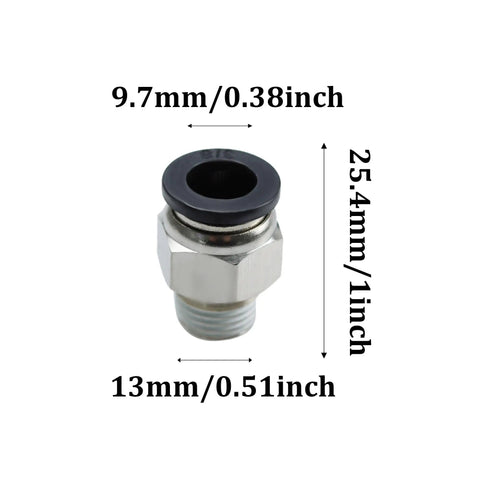 10 Pack Push To Connect Fittings Three Eighths Inch Tube OD To One Quarter Inch NPT Male Straight Quick Connects