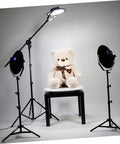 Sparkling 360 Rotating Turntable Display Stand For Jewelry Watches And Digital Products Mirror Base Electric Spin Platform used with plush bear and studio lights.