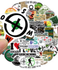 50 Piece Waterproof Geocaching Stickers Pack Vinyl Decals featuring compass design for water bottles, laptops, and more.