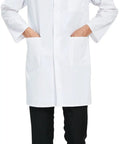 Long White Lab Coat For Men And Unisex Medical Pros Scientist Doctor Nurse Or Student Cotton Polyester Blend Medium Size
