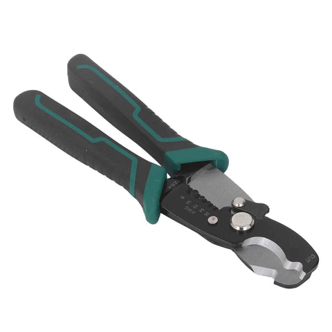 All In One Wire Stripper And Crimping Pliers 8 Inch High Carbon Steel Tool For Electricians And Home Wiring Strips Cuts And Crimps Pro Grade Durable Cable Repair, black green handles