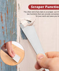 Flat Pry Bar Set showing stainless steel scraper in use on painted wood, highlighting dual scraper function for DIY carpentry projects.