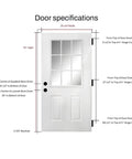 Top Shelf Fiberglass Entry Door Thirty Six By Eighty Inches Nine Lite Low E Glass Primed White Oak Knock Down Build specification diagram