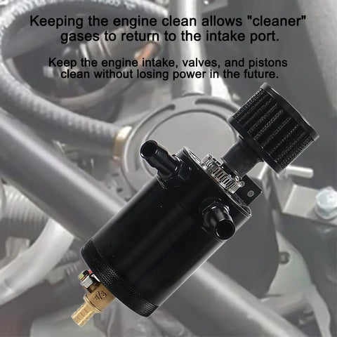 Beefy Aluminum Oil Catch Can Kit With Adapters And Drain Valve 2 Port Inlet Outlet Breather Filter Universal 150ML shown
