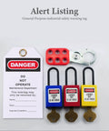 10 Piece Equipment Repair Tags PVC And Metal Lockout Hanging Tags for industrial safety with lockout devices shown