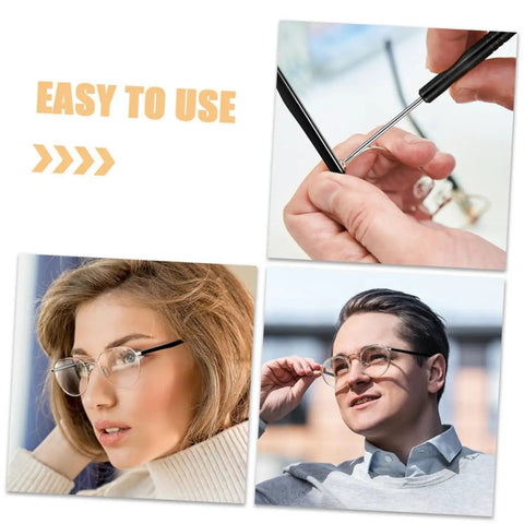 Two Pairs Metal Eyeglass Arms Replacement Kit With Black Temple Legs For Quick Fixes, No Fuss Fit And Stable Support For Eyeglasses