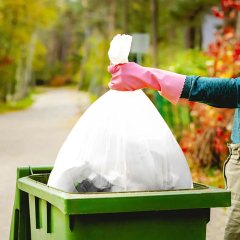 Extra Large All Purpose Trash Bags 40-45 Gallon in outdoor trash can for yard cleanup, lawn work, 37x44.8 inches, 13 micron thick, 33 count