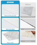Comparison showing RV Roof Sealant Tape 4 Inch by 50 Foot White Pack of 2 with neat edges and strong adhesion versus others.