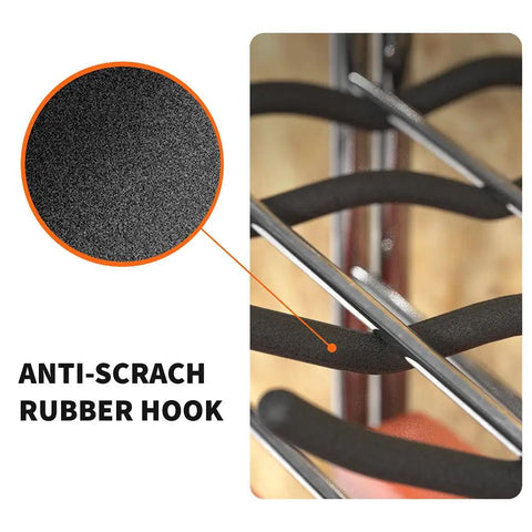 Close-up of anti-scratch rubber on Heavy Duty 12 Inch Wave Garage Hooks 4 Pack Wall Mount Tool Organizer For Cars, Tires.