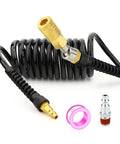 Coiled One Quarter Inch Ten Feet Reinforced Polyurethane Air Hose With Bend Restrictor And 360 Degree Swivel Coupler Pro Grade Heavy Duty