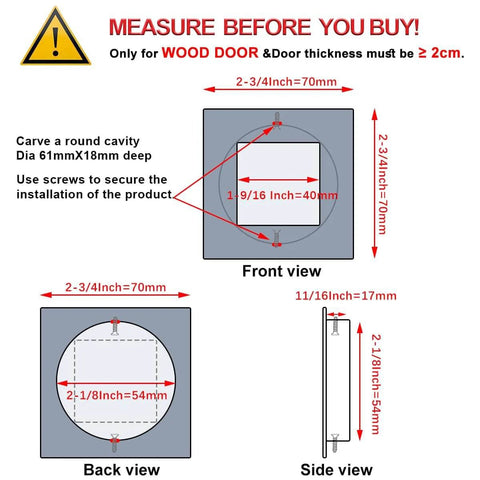 Square Recessed Sliding Closet Door Finger Pulls For Pocket Bypass And Barn Doors, diagram with sizes and installation guide
