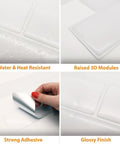 Super Easy Peel And Stick Glossy White Subway Tile Stickers That Are Heat And Water Resistant Perfect For A Killer Kitchen Backsplash Makeover Or Bathroom Walls Eco Friendly Design That Never Turns Yellow Over Time featuring water resistance, 3D texture, adhesive peel and glossy finish