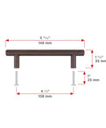 Brushed Oil Rubbed Bronze Cabinet Handle Four And A Quarter Inch Center To Center Steel Drawer Pull dimensions diagram