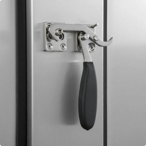 Heavy Duty Industrial Door Handle Compression Latch With Polished Stainless Steel Body And Sweet Rubber Lever For No Sweat Side Mounted Tightening Task On Garages Or Workshop Spaces Today
