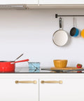 Six Pack Decorative Brass Cabinet Pull Handles Set For Kitchen Drawers And Cupboards on white kitchen cabinets