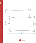 Diagram of Indoor Outdoor Lumbar Pillows Set Of 2 For Patio Furniture All Season Waterproof Cushions 12 By 20 Inches Red Polyester.