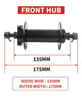Front hub of Fat Bike Wheel Set 20 24 26 Inches 4.0 Fat Tires Front Snow Beach Wheel Kit With 135mm Disc Bolt On And 195mm Spacing