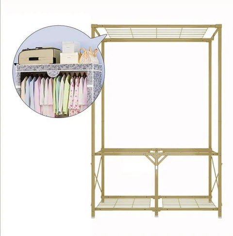 Heavy Duty Portable Closet With Durable Non Woven Fabric Garment Rack And Spacious Storage Shelf Super Easy Assembly For Hella Roomy Extra Clothes Organization Blue 110X45X160Cm with hanging clothes and storage.