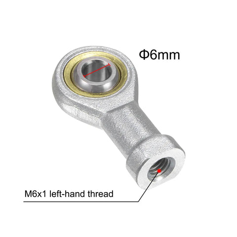 2 Pack PHSA6 Female Rod End Bearings With M6 Bore And Left-Hand M6x1.0 Threads, Self-Lubricating Joint, Includes Jam Nuts, Heavy-Duty Steel Rod Ends For Smooth, Flexible Motion And Long-Lasting Durability. M6 left-hand female rod end bearing, 6mm bore