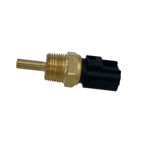 Engine coolant temperature sensor with brass threaded body and black plastic connector