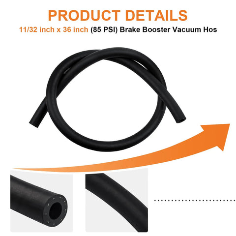 Heavy Duty Brake Booster Vacuum Hose 11 32 Inch Inner Diameter 9mm 3 Foot Length 85 PSI Working Pressure Replacement Vacuum Line
