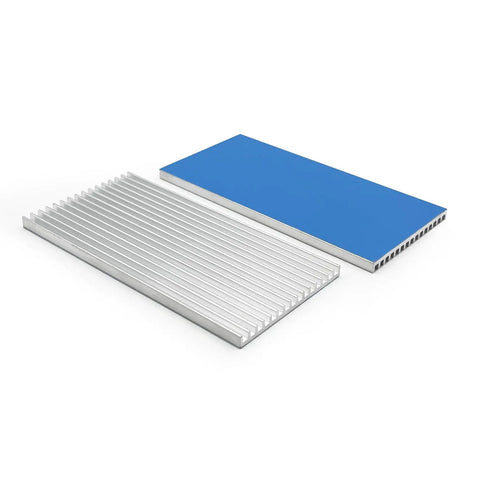 Dope Ultra Slim Aluminum Heatsink Kit 100x50x4mm with pre-applied blue thermal tape, shown in a 2-pack configuration.